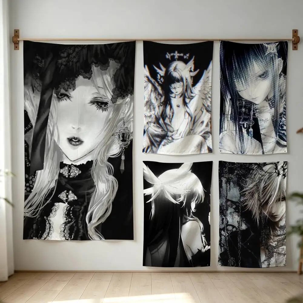 Gothic coquette cybersigilism Flag Digital Printing Banner for Garage Wall Out Door Decoration