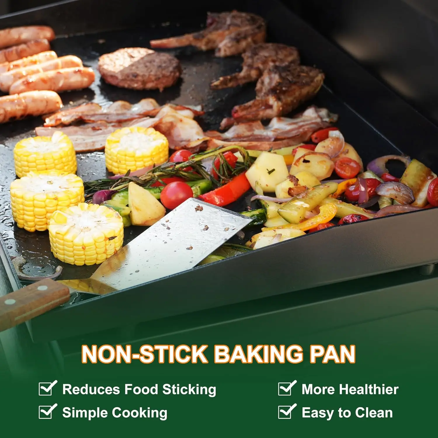 شواية غاز البروبان المحمولة مقاس 23 بوصة مع مقلاة خبز وغطاء مطلية بالسيراميك غير لاصق، سطح طاولة خارجي 2 شعلة بروبان