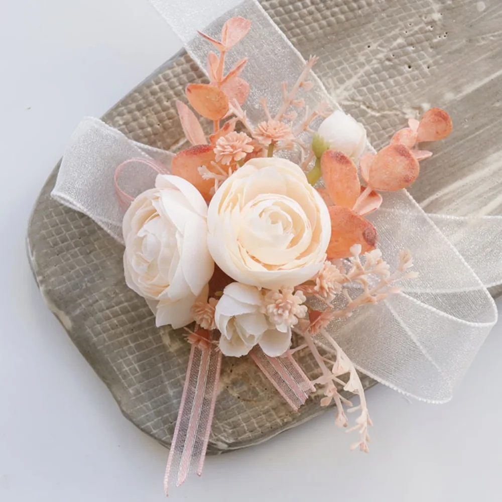 Set untuk Pernikahan Prom Boutonniere untuk Pria Pernikahan Bunga Mawar Buatan Homecoming Korsase Pergelangan Tangan Korsase dan Boutonniere