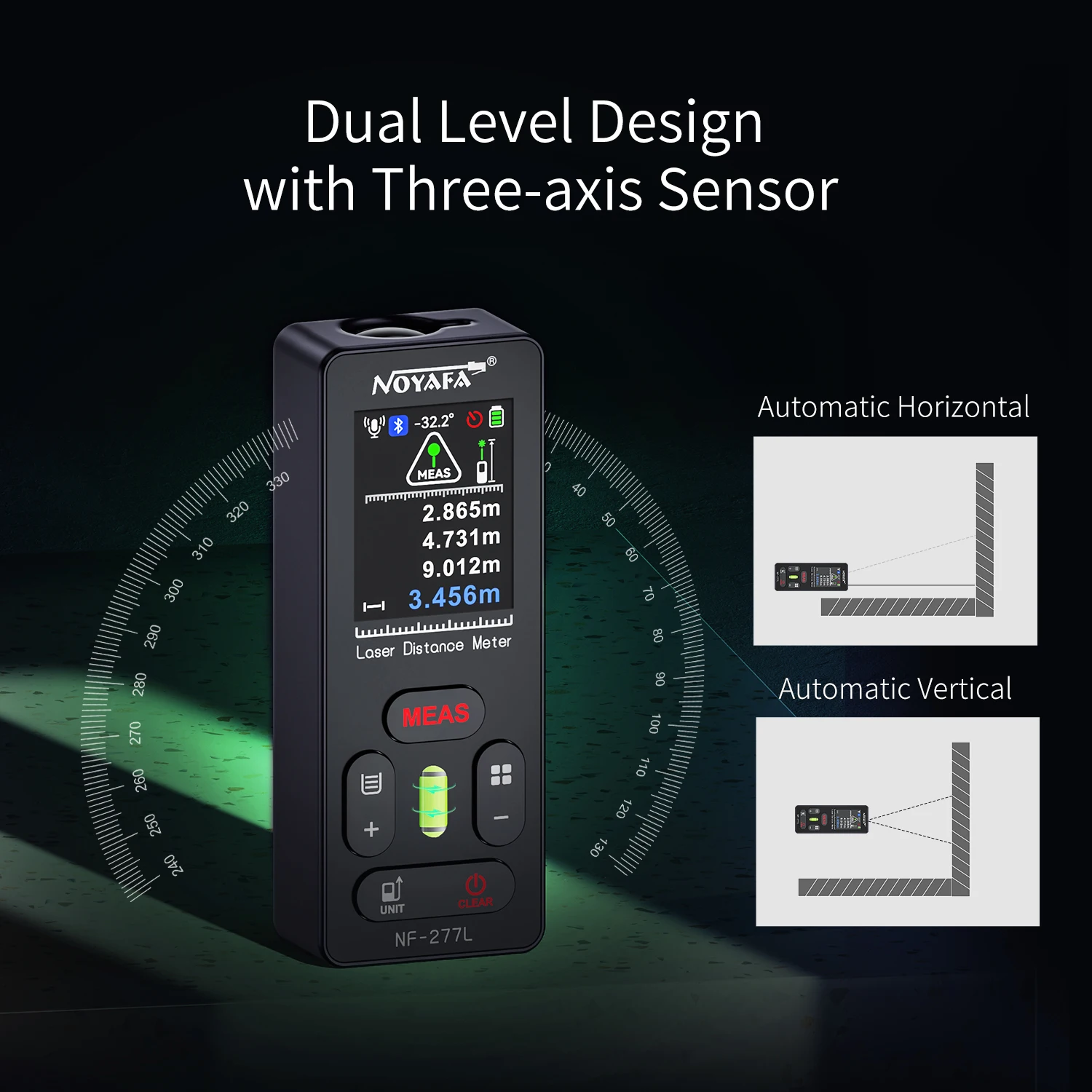 

NF-277L Laser Rangefinder Green Light Laser Distance Meter Professional Laser Meter with Laser Crosshair building surveying tool