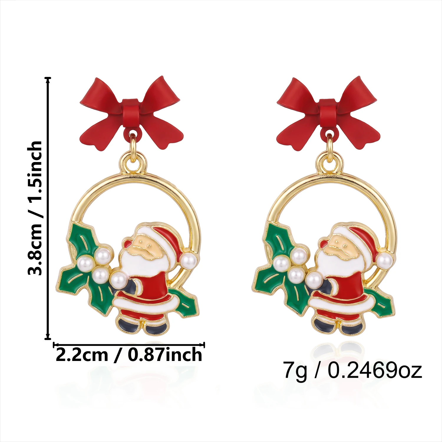Niedliche Cartoon-Lebkuchenmann-Ohrhänger für Frauen, bunte Strass-Stern-Weihnachtsbaum-Ohrhänger, Neujahrs-Schmuck. – Detail 6