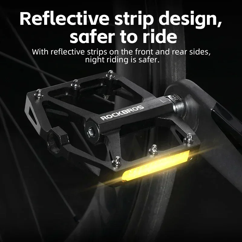 

ROCKBROS велосипедные педали из алюминиевого сплава, подшипник, экономия усилий, противоскользящие светоотражающие велосипедные педали, аксессуары для шоссейного велосипеда MTB