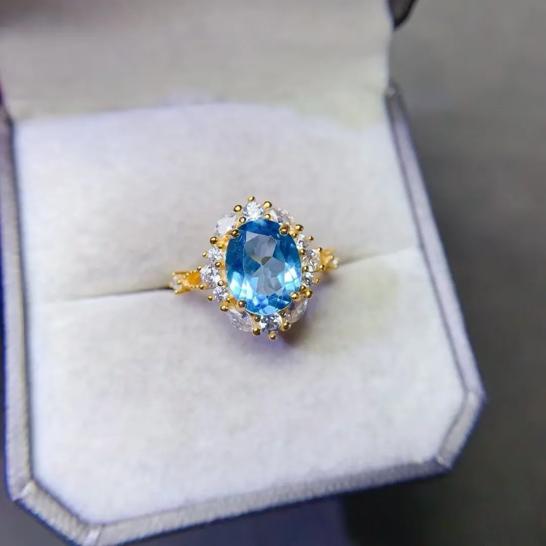 

Роскошное дизайнерское серебряное кольцо S925 с натуральным топазом, настоящий модный и элегантный ювелирный подарок для женщин