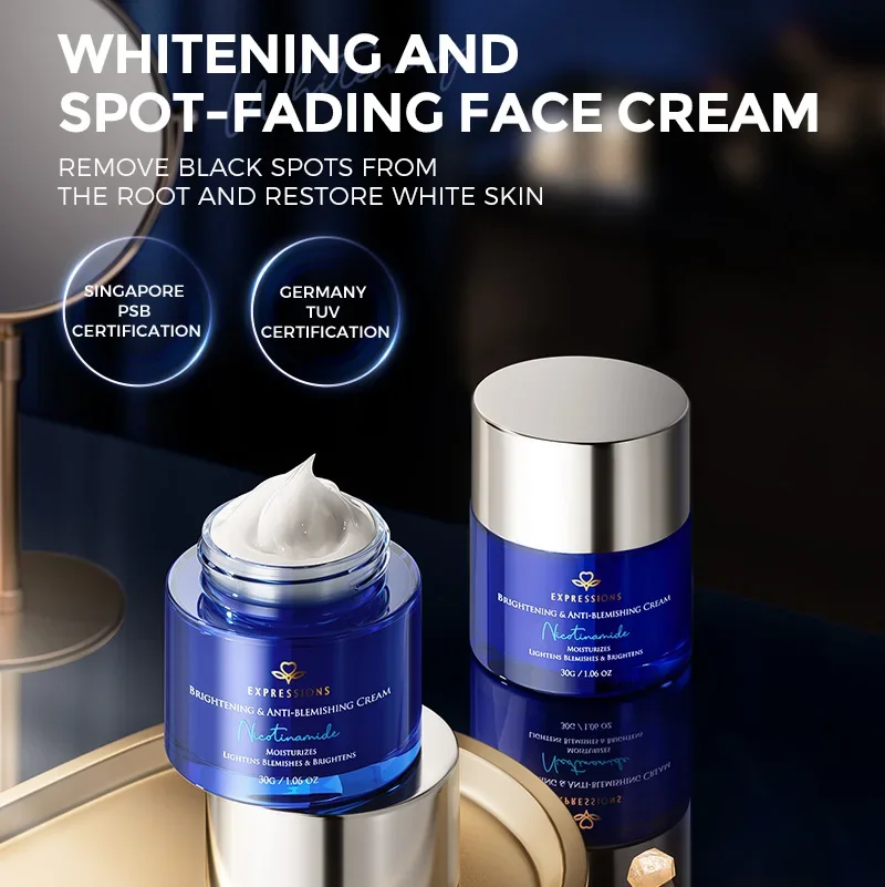 

EXPRESSIONS BRIGHTENING & ANTI-BLEMISHING CREAM FADING SPOTS, BRIGHTENING, AND REDUCING MELANIN