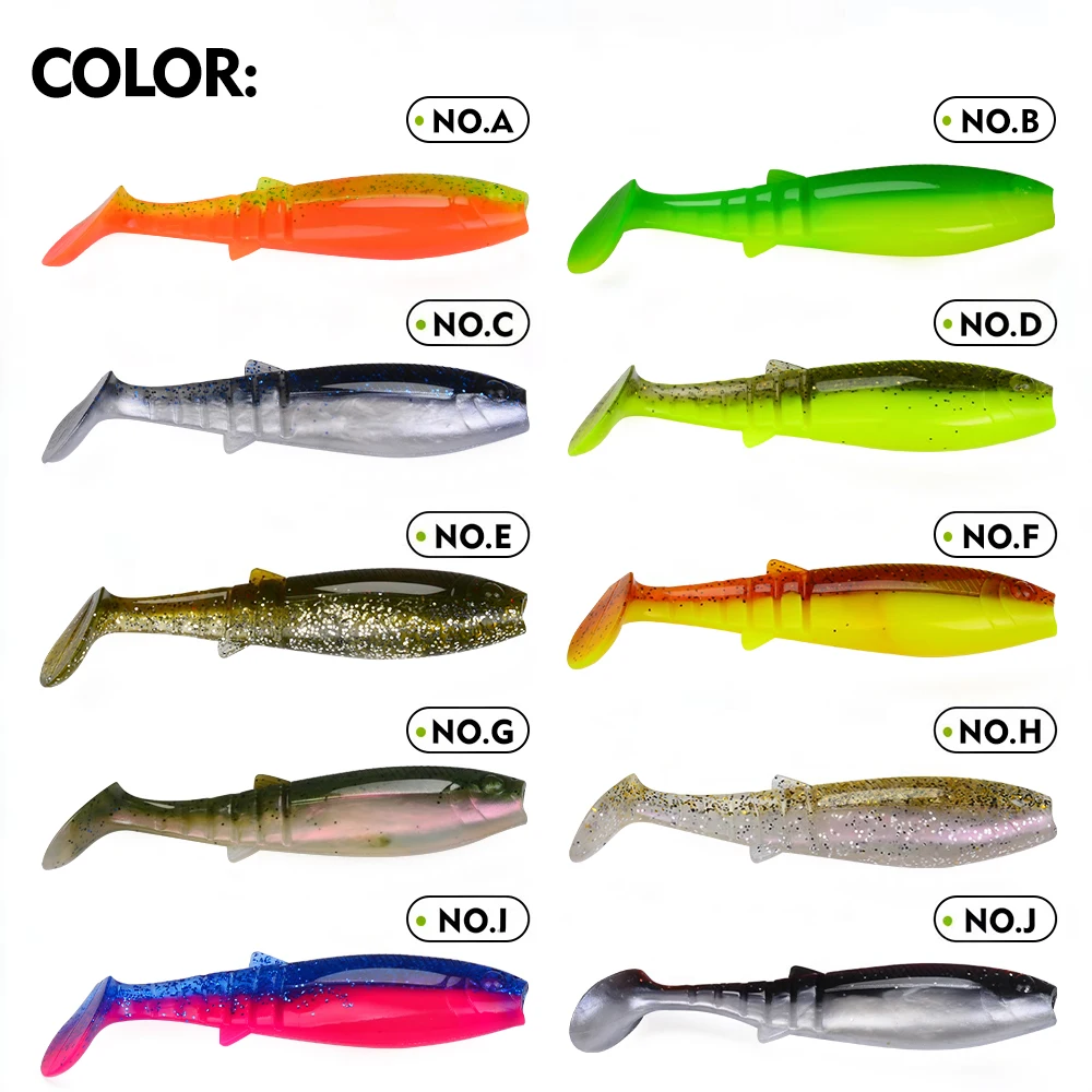 Sunlure 4/6pcs T-Tail Swimbait Silicone Soft Worm Bait 12cm 8.2cm Artificial Lure Wobbler For Sea or Freshwater Fishing Tackle