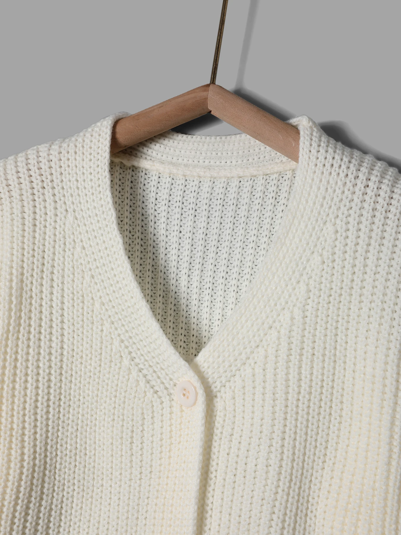 سترة كاجوال للفتيات من توين بلون سادة وأكتاف منسدلة #5