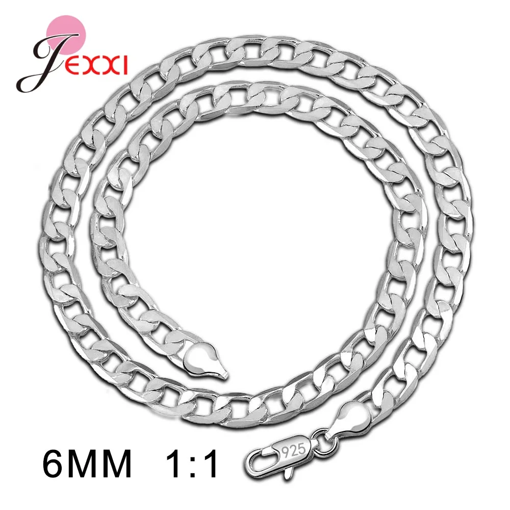 Drop Shipping Genuine 925 Sterling Silver Color Chain Necklaces Super Cool Sideways Chains Necklace Women Men Jewelry Accessory