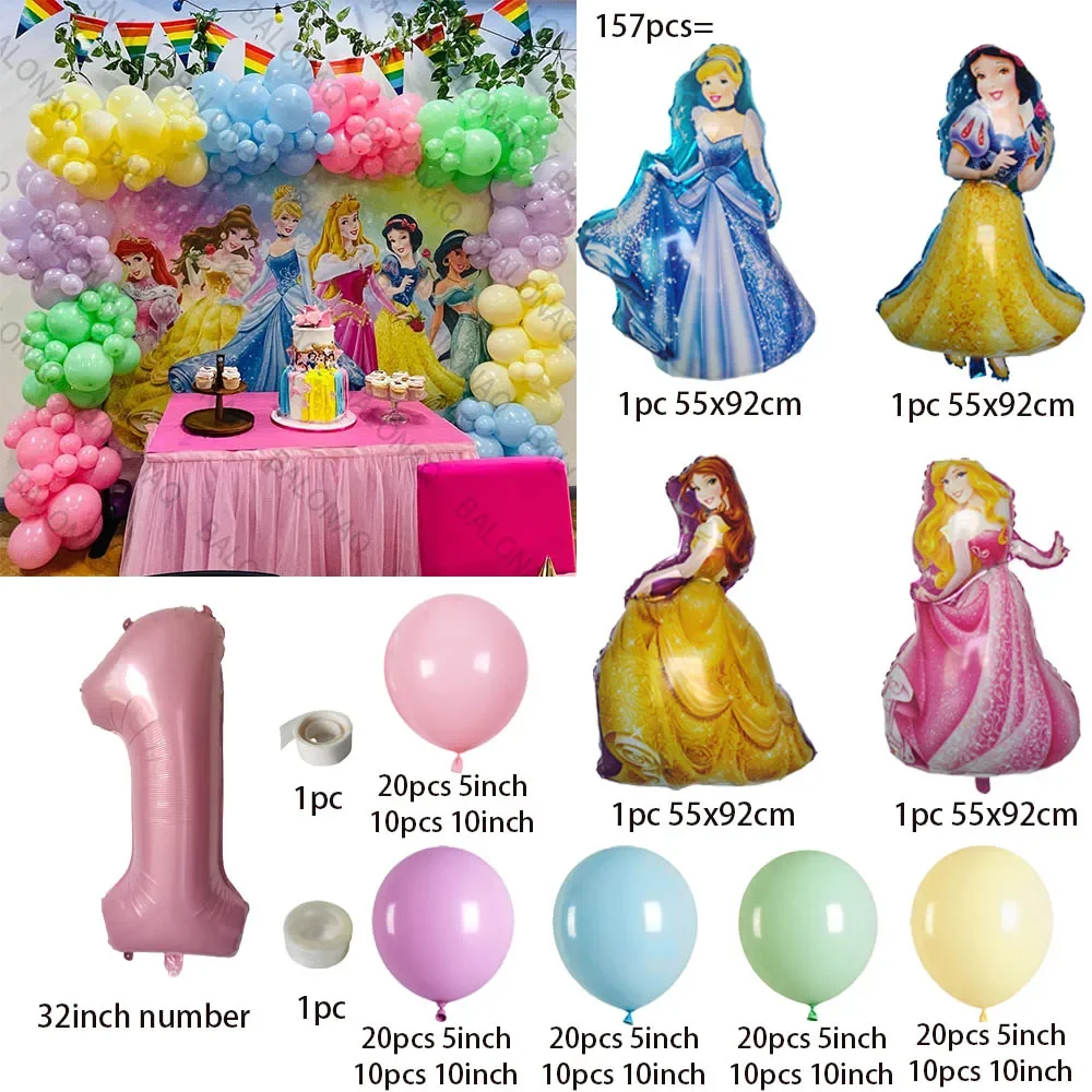 157pcs Disney Princess Snow White Latex Balloons Girl Birthday Party Decorations Toys For Kids Baby Shower Party Supplies