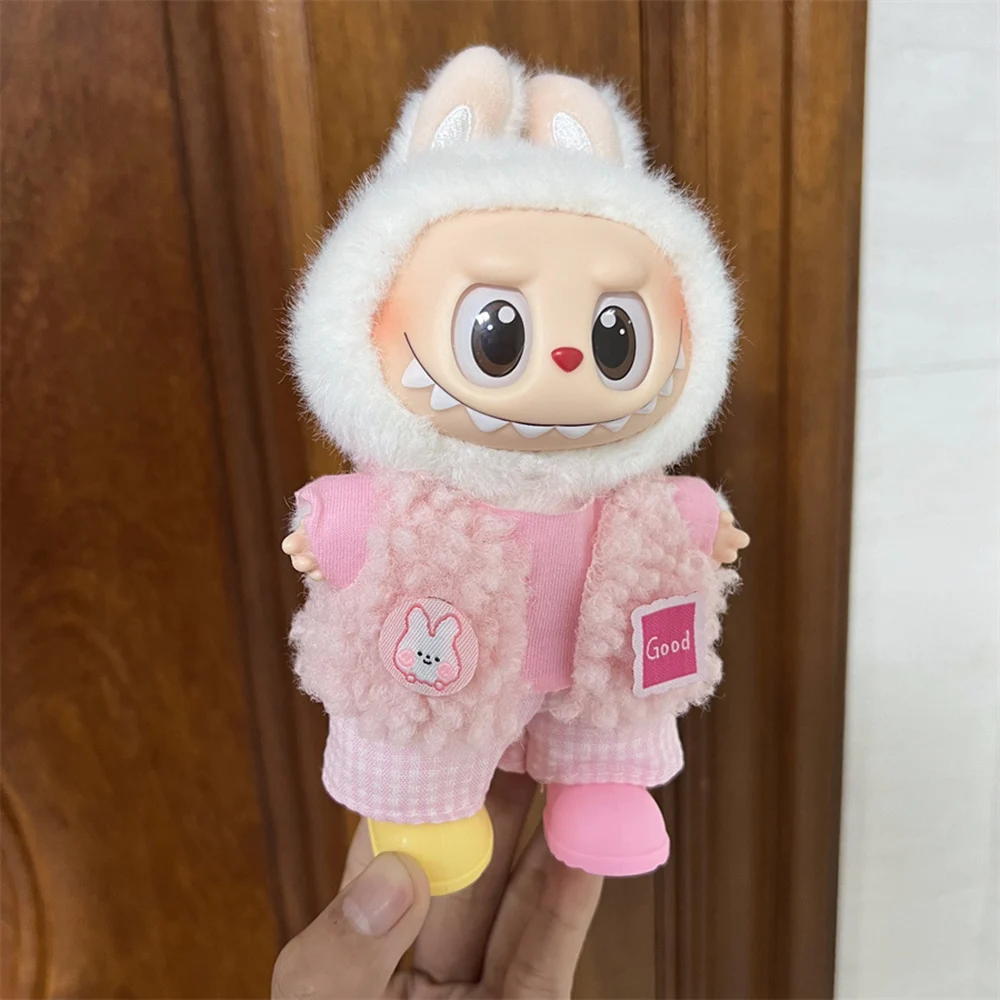 New 17cm Labubu Plush Cute Doll Cowboy Style Series Clothing Accessories DIY Clothing Accessories