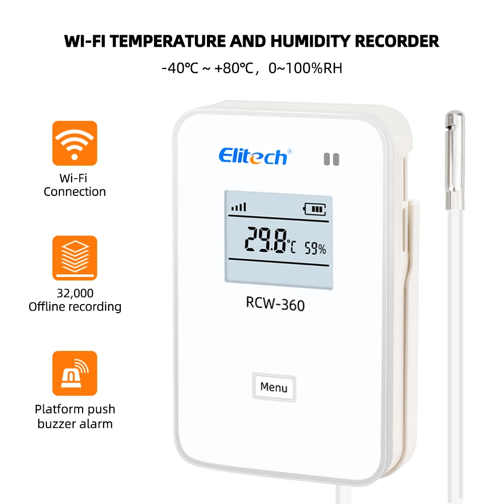 RCW-360 Digital Temperature&humidity Data Logger 2G/4G/WIFI Connection 24h Monitoring For Vaccine Storage Cold  Breeding