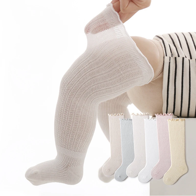 Chaussettes d'Été pour Bébé Fille et Garçon, en Coton Doux, sulf, Espagnoles, à Hauteur du Genou, à Volants