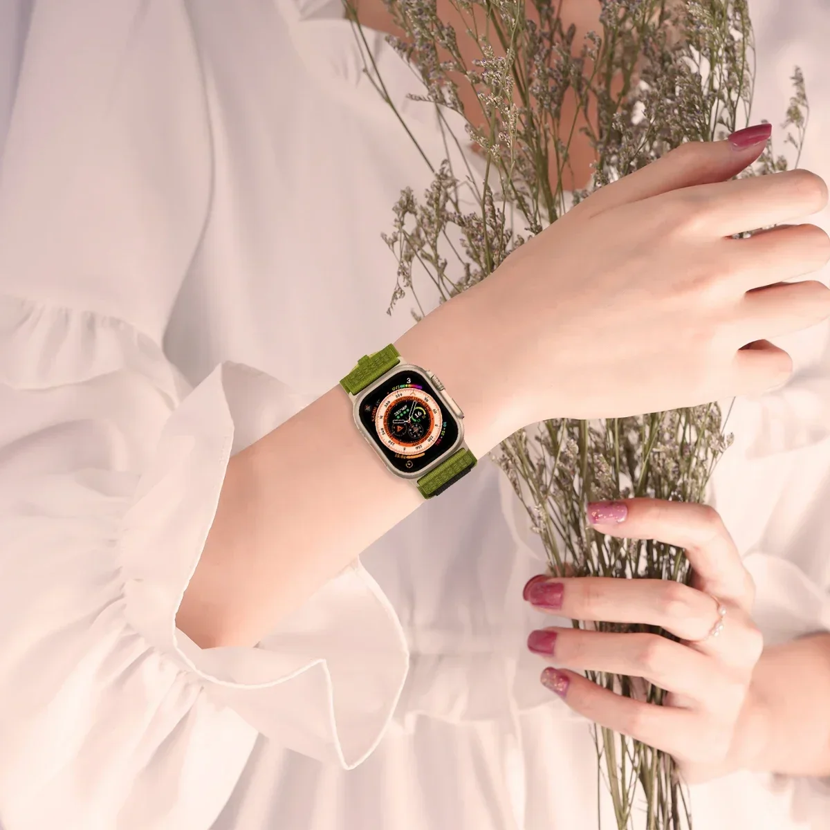 Correa de muñeca para Apple Watch Ultra 2 Series 9 8 7 6 SE 5 4, Correa deportiva táctica de nailon para iwatch 49 45 44 42mm 40 41 38 pulsera