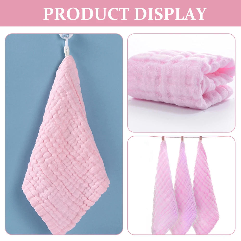 

3pcs Pure Cotton Baby Washcloths Soft Muslin Towels Sensitive Skin Newborn Face Cloths Reusable Drool Bibs Machine Washable Gift