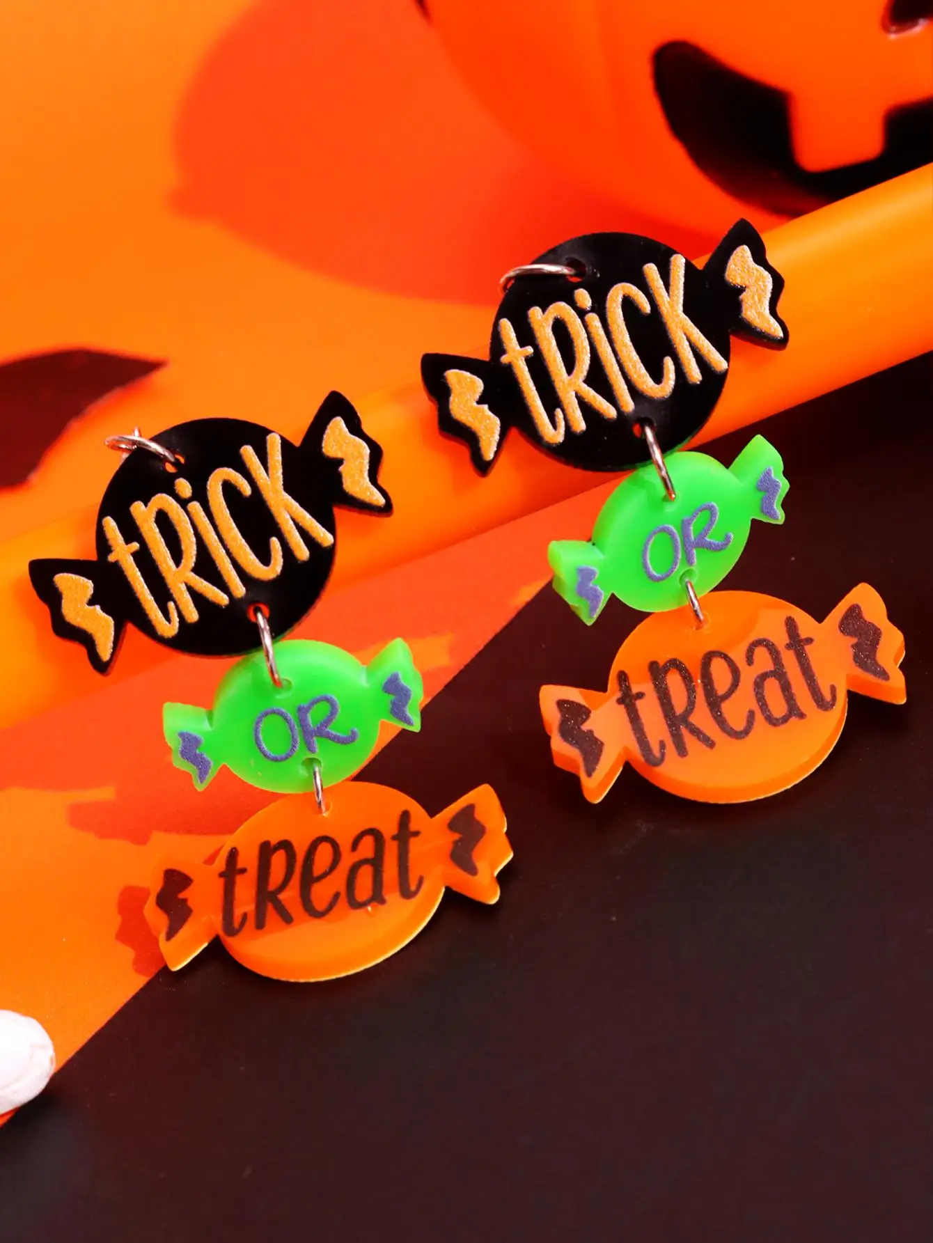 Halloween Trick or Treat Candy Earrings Fun Whimsical Acrylic Geometric Earrings for Women Festive Party Jewelry Celebrations