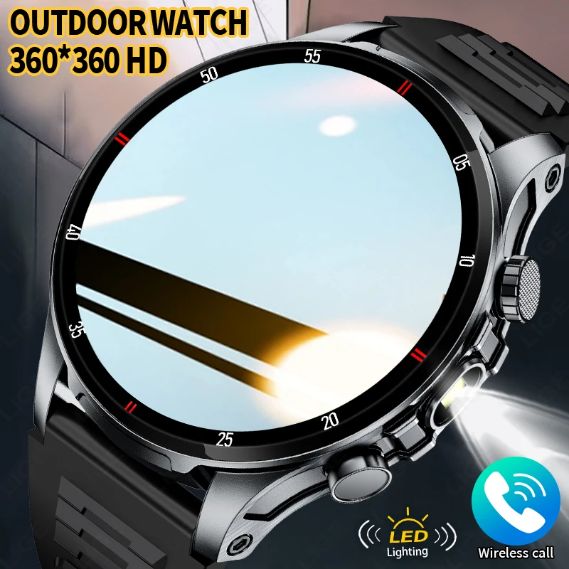 

LIGE уличные умные часы для мужчин 1,53-дюймовый HD-экран Bluetooth вызов светодиодный фонарик наручные часы пульсометр спортивные фитнес умные часы новые
