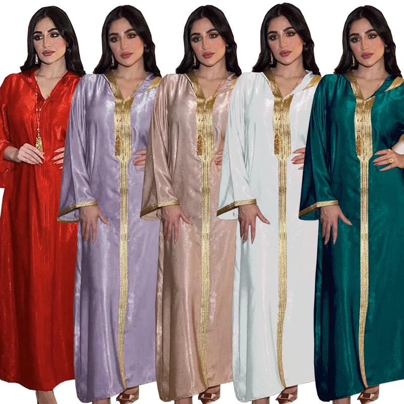 

Abaya Muslim Velvet Hooded Long Dress Arab Jilbab Turkish Velvet Muslim Ramadan Islamic Clothing Moroccan Middle East Fashion