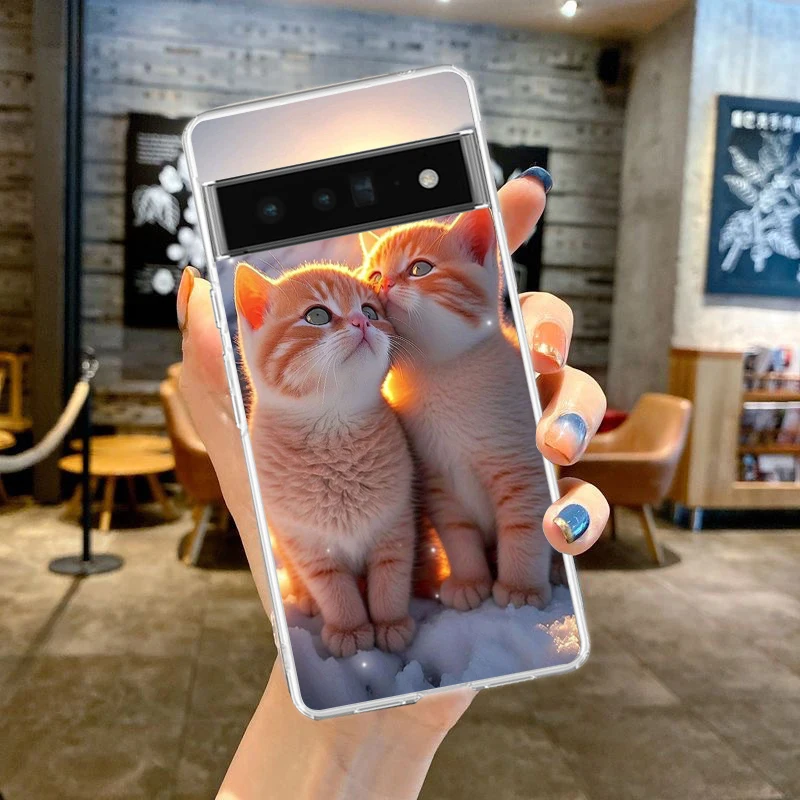 Custodia per telefono Kiss Cat Cute Kitten per Google Pixel 8 7 6 5 4 4XL Silicone antiurto 7A 6A 5A 4A 3A 3AXLPro 5G guscio trasparente