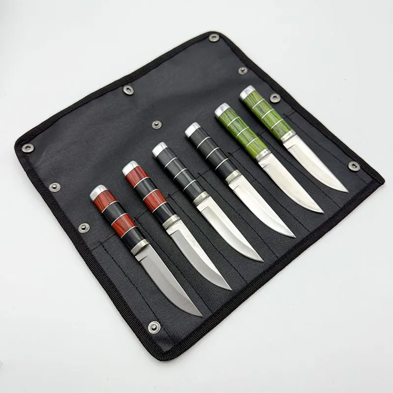 6-teiliges tragbares Grillmesserset, Schälmesser aus Edelstahl, Fleischspalter, multifunktionales Küchenmesser