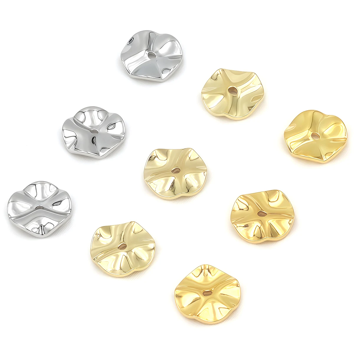 20/30 Stück Flache Runde Metall-Abstandsperlen Barocke Wellenperlen Vergoldet 4-10mm für Halsketten, Ohrringe, Armbänder, Schmuckzubehör – Detail 4