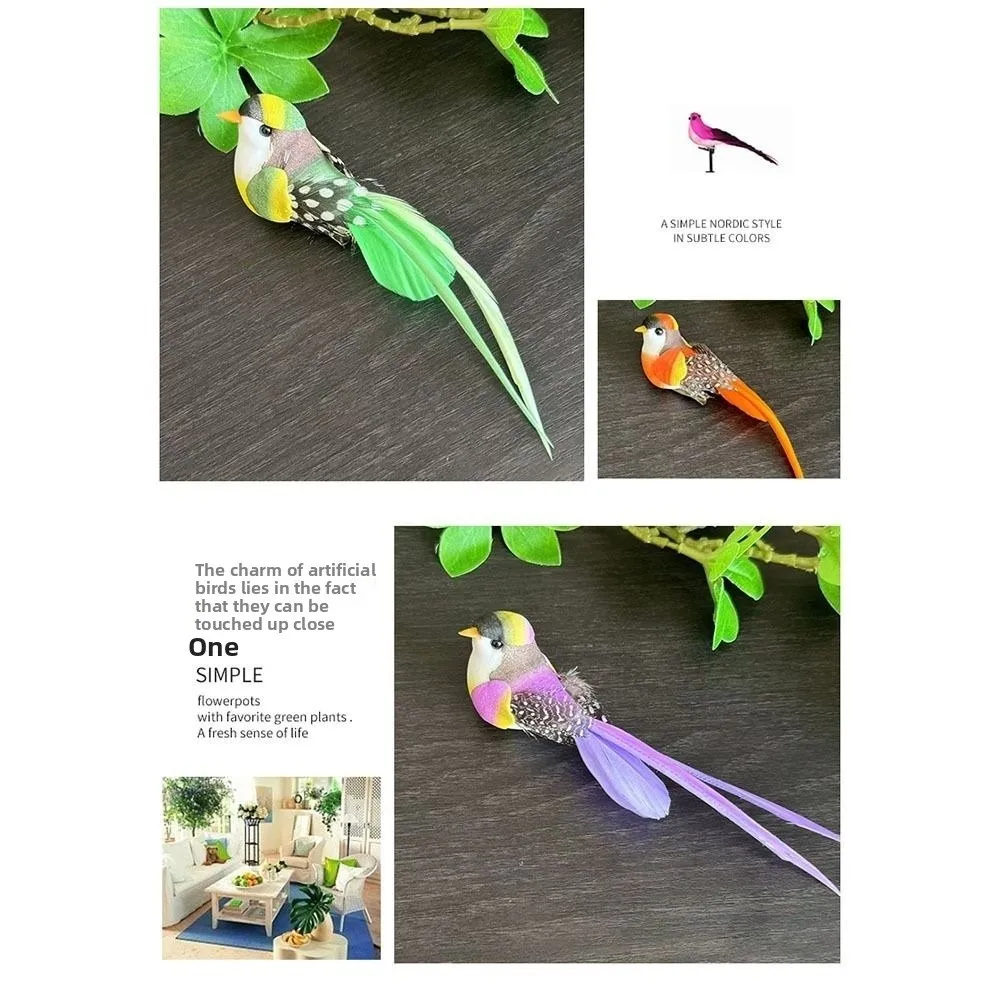 Colorful Simulation Birds Photography Props Home Decor Artificial Foam Feathers Birds with Clip Landscape Decoration Birds Model