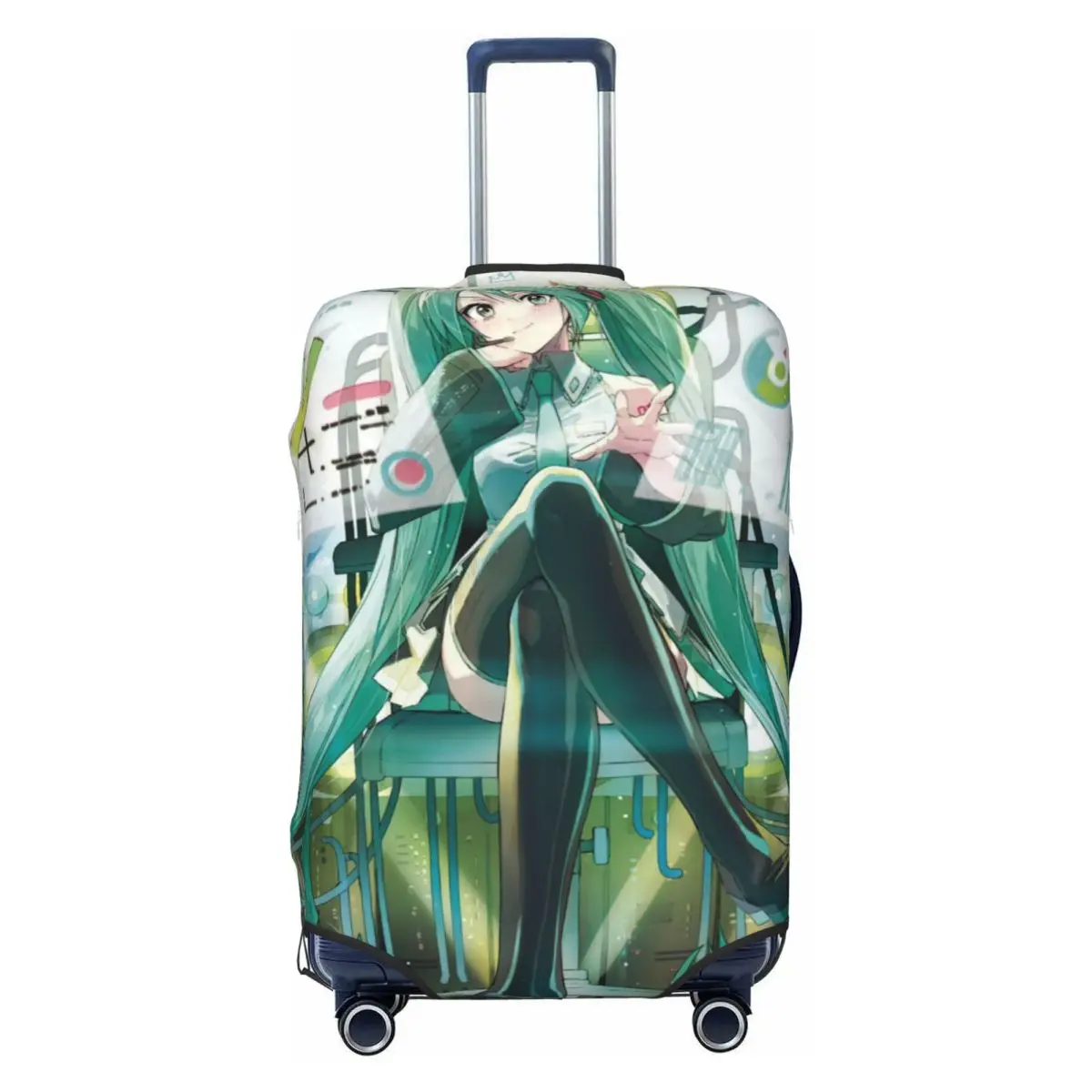 カスタム初音ミク-vocaloid-ロックアニメ旅行荷物カバー洗えるスーツケースカバープロテクターフィット-18-32-インチ