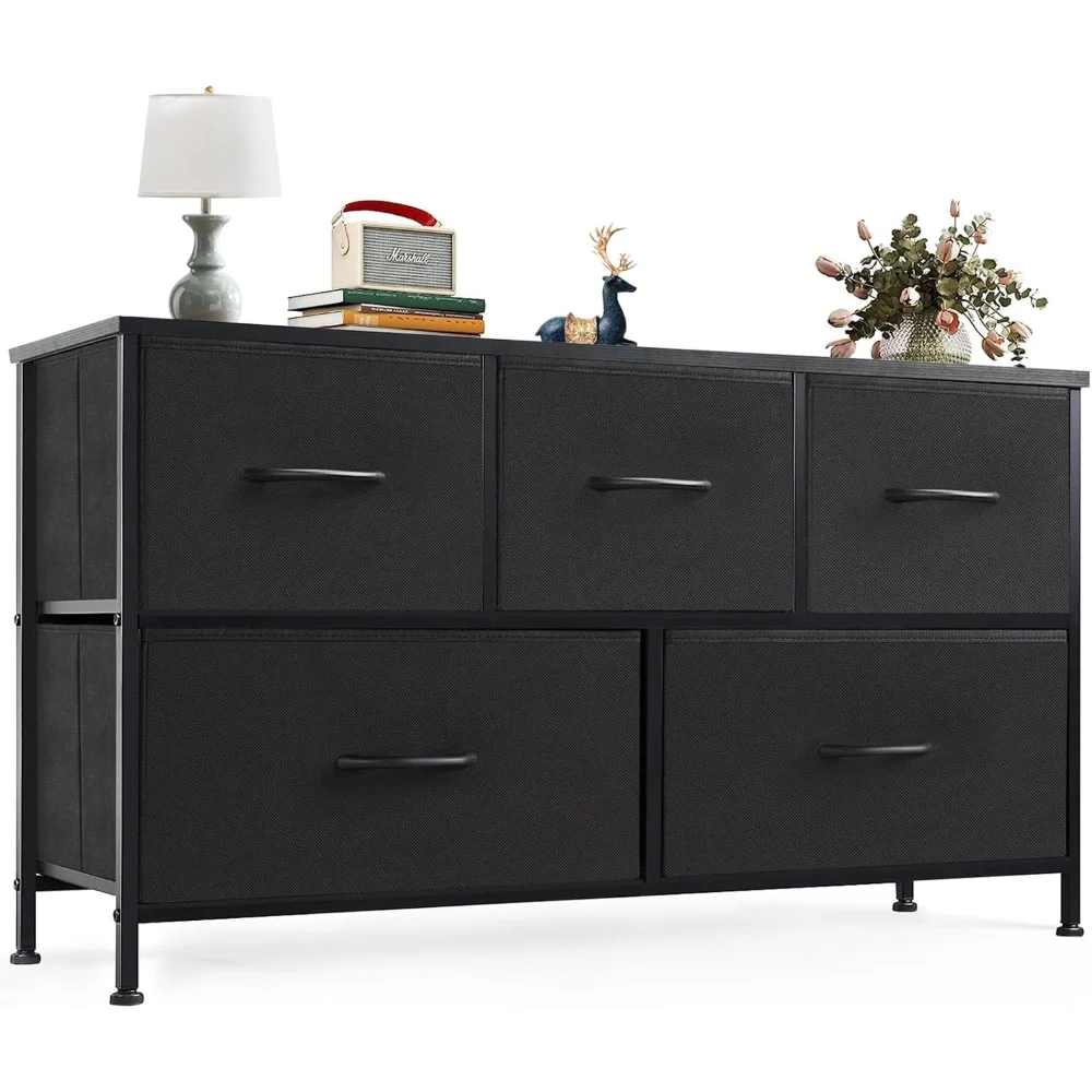 

Dresser for Bedroom with 5 Drawers, Wide Fabric Bedroom Dresser with Drawer Organizer, Storage Organizer