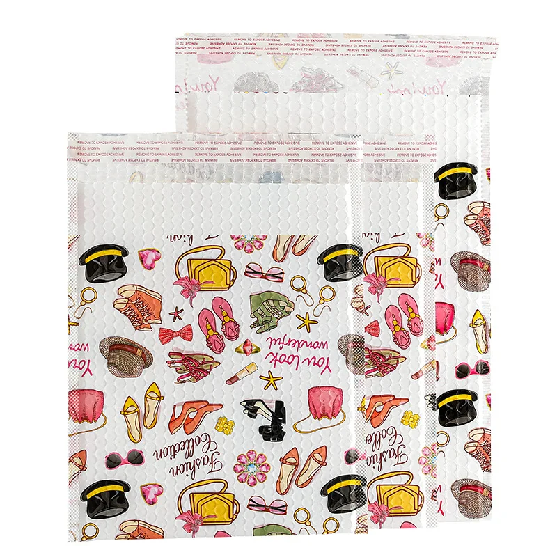 20Pcs/Pack Clothes Packing Bubble Bag Colored Print Poly Bubble Envelope Shockproof Courier Bags Business Logistics Supplies