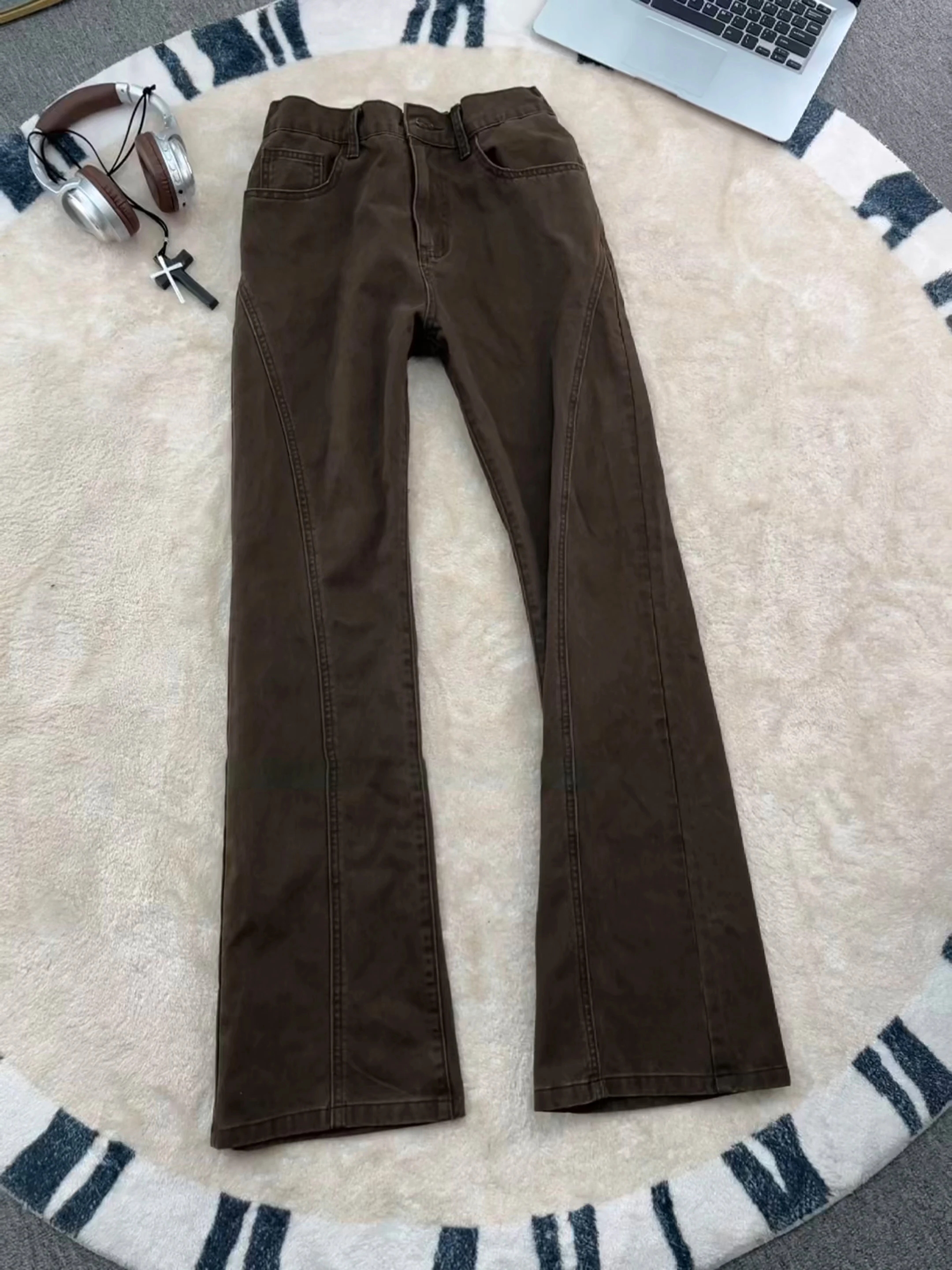 

Мужские рабочие джинсы с диагональным кроем, прямые брюки CleanFit, расклешенные брюки-клеш, осенние хлопковые повседневные брюки