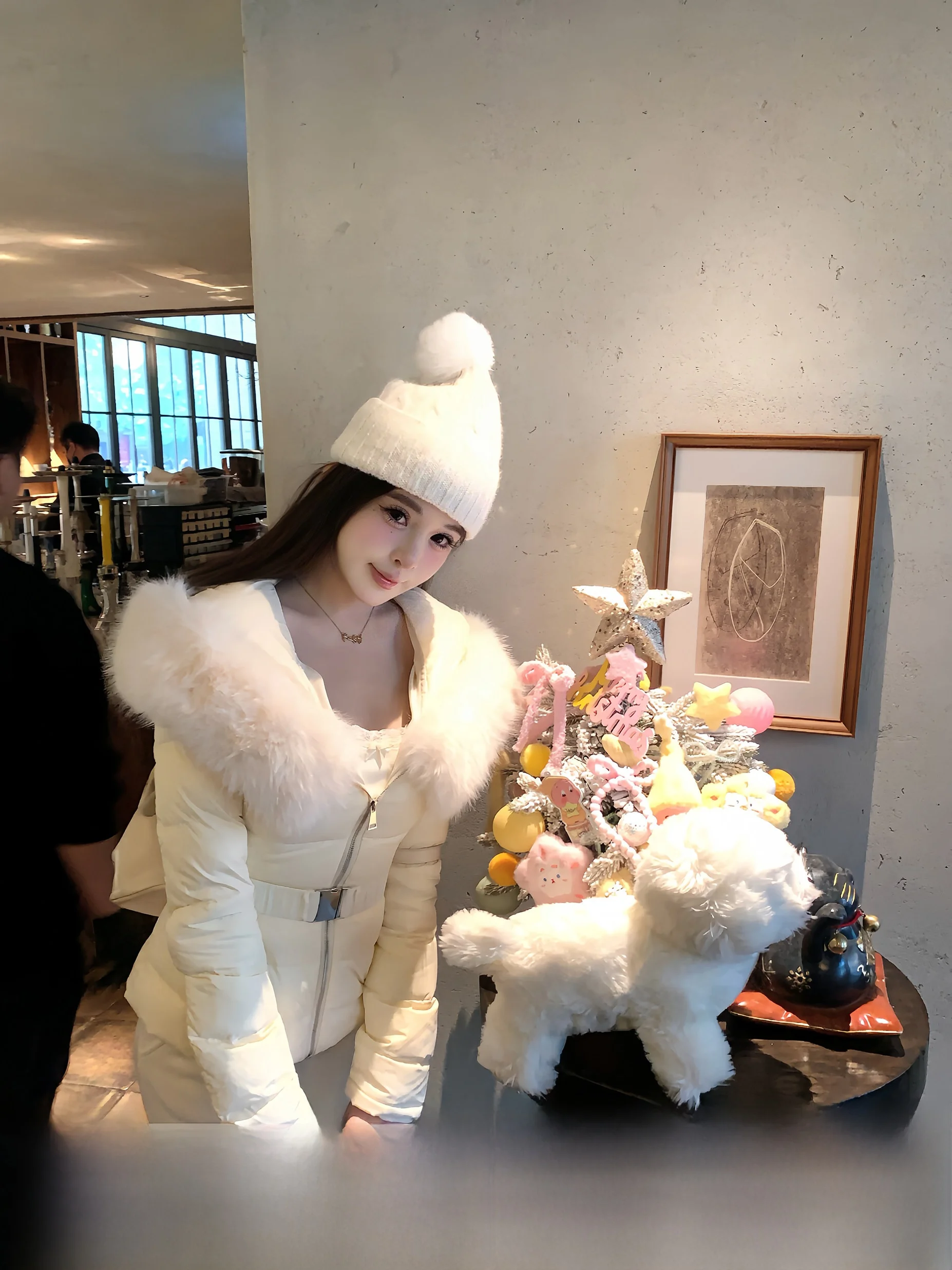 

Зимнее корейское женское модное белое пальто Swan в Корейском стиле, универсальное элегантное прочное длинное пуховое пальто на молнии Sve