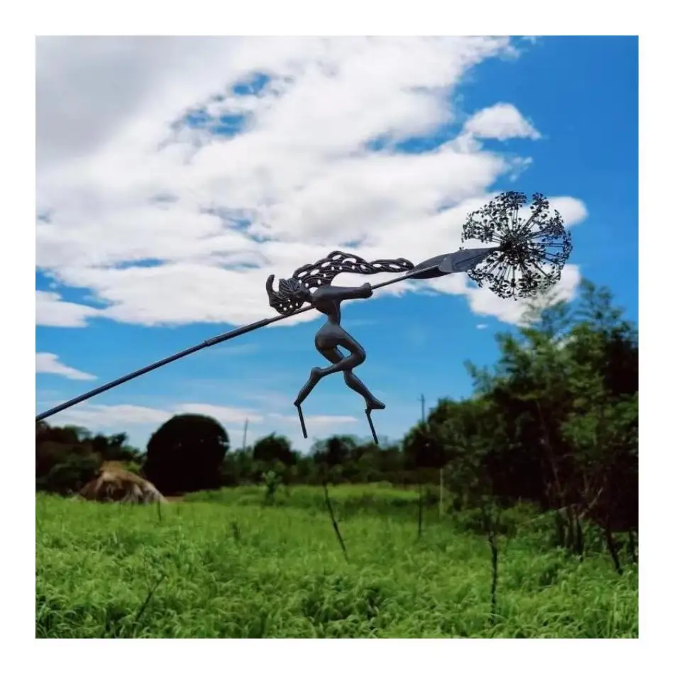 Lawn Landscape Sculpture Pixies Decoration Garden Decorative Fairies And Dandelions Dance Together Metal Garden Yard Art Decor