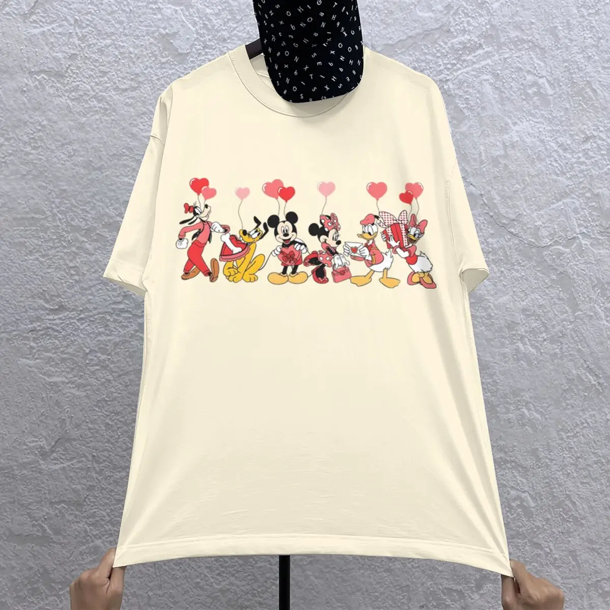 

Retro Mickey Minnie Valentine Cotton T-shirts Sweet Balloon Anime Character Valentine Couple Tee Women Men Honeymoon Tshirts