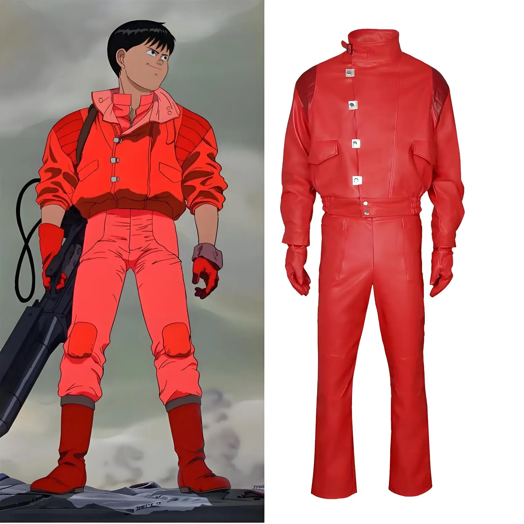 

Anime AKIRA Shotaro Kaneda Cosplay Costume Akira No.28 Artificial Red PU Motorcycle Uniform Halloween Fancy Cosplay Clothing