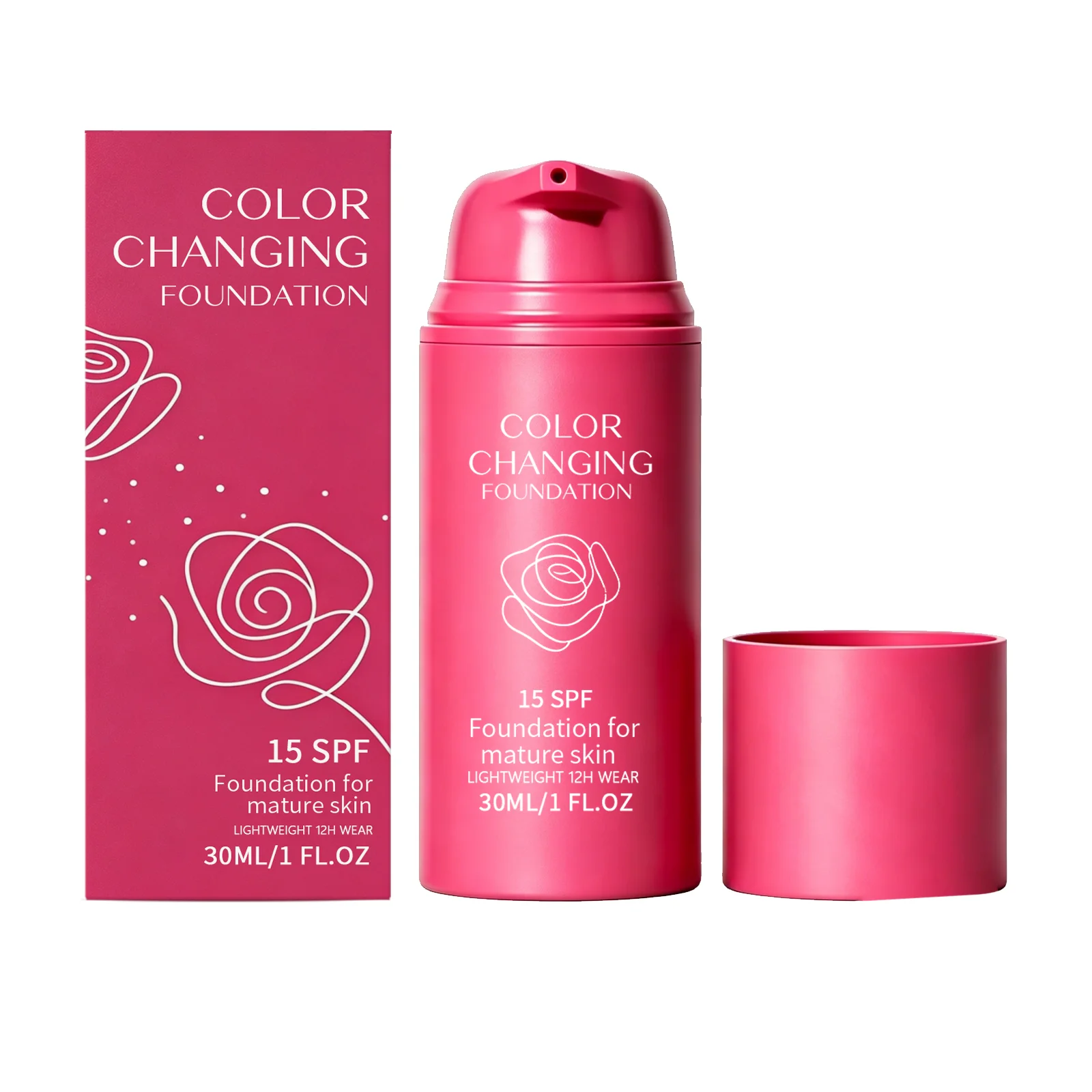 Color Changing Foundation Improve Skin Texture Even Skin Tone Lightweight Non-Greasy Oil Control Lasting Radiance Face Makeup
