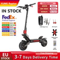 YUME Raptor Electric Scooter 6000W Motor 60V  30AH 27AH 11 inch Tires Max Speed 80KM/H Max Range 96KM Electric Scooter