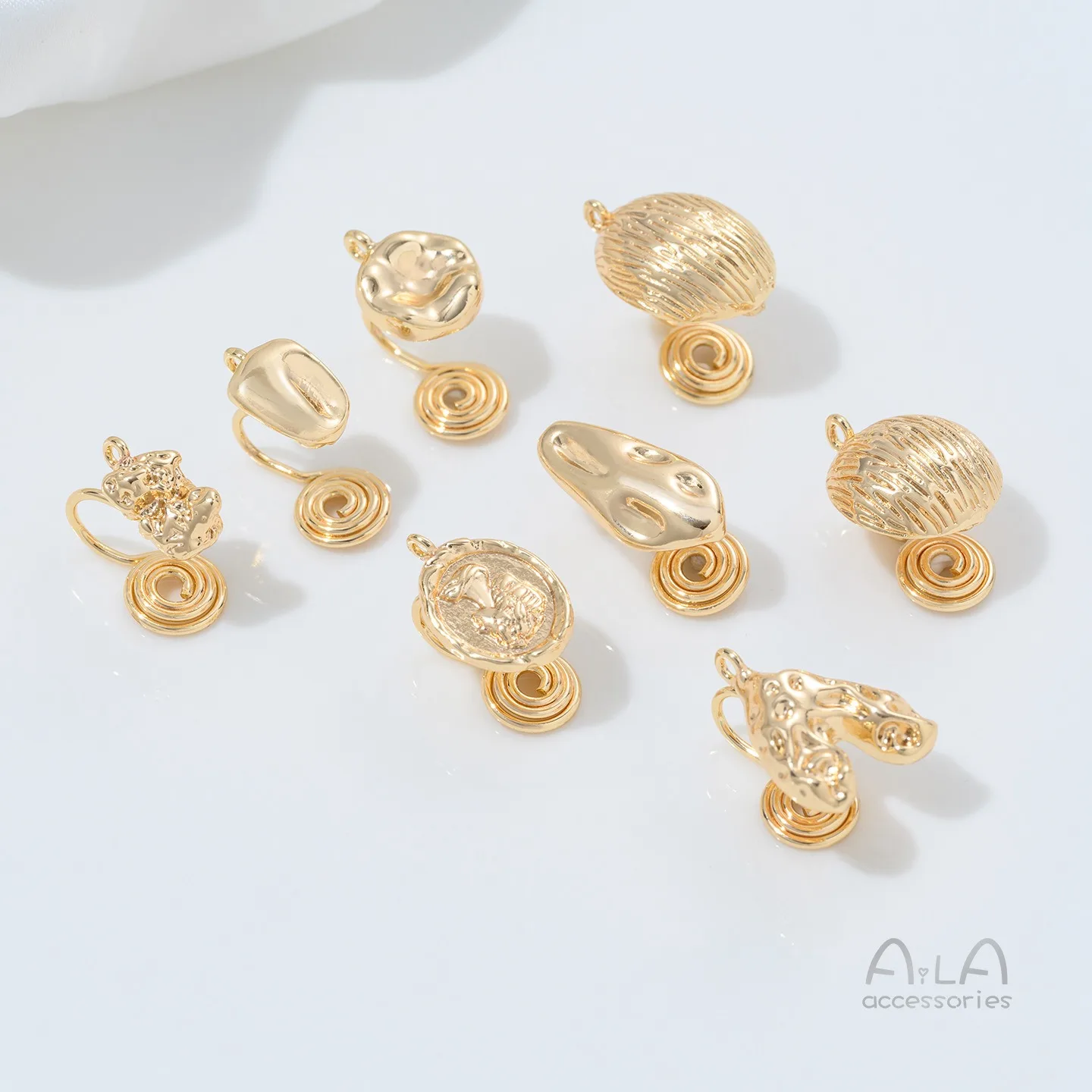 Copper Plated 14K Real Gold Color No Ear Holes Mosquito Coil Disc Ear Clips Hanging Handmade DIY Earrings Accessories Materials