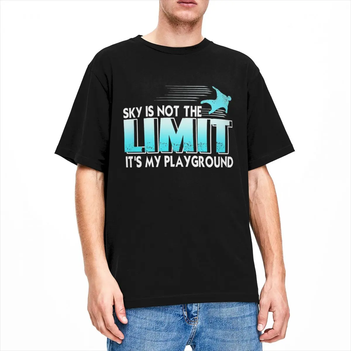 Wingsuiting Wingsuit Flying Skydiving Merchandise T-Shirts for Base Jumping Sky Is Not The Limit Funny 100% Cotton Tee Shirts