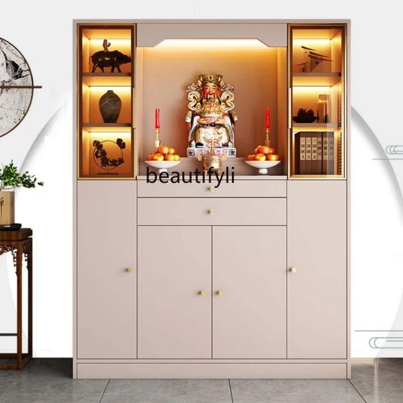 

V Buddha Niche Modern Light Luxury Small Solid Wood New Chinese Style Buddha Shrine Clothes Closet Buddha Cabinet Altar