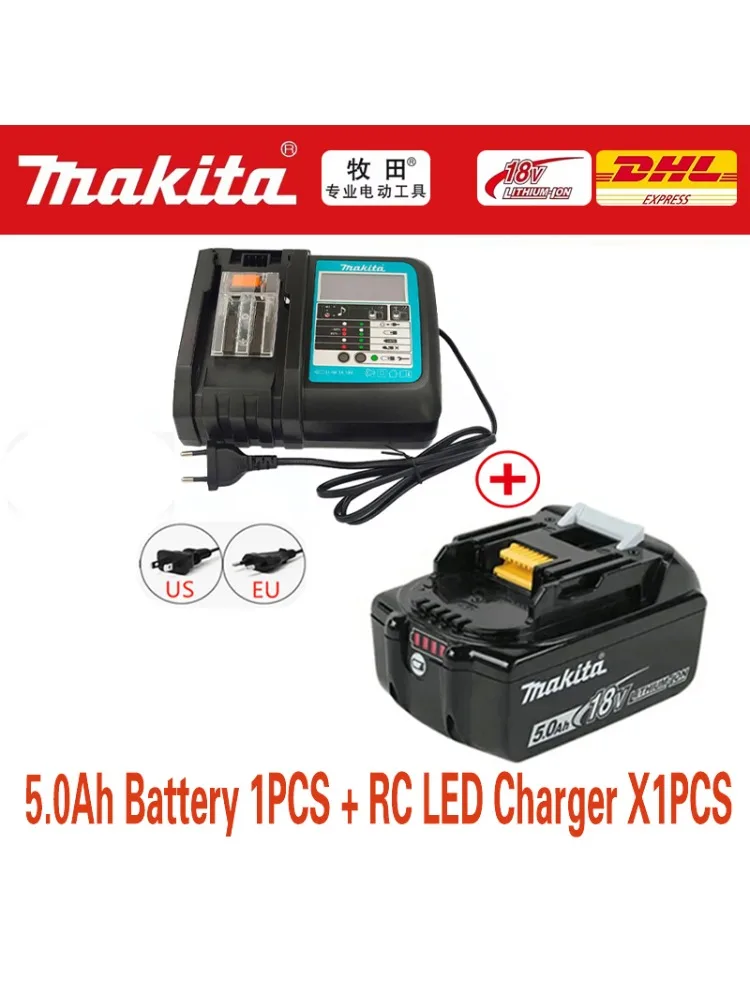 

100% Genuine Makita 5Ah for Makita 18V Battery BL1840 BL1830B BL1850B BL1840 BL1860 BL1815 Replacement Lithium Battery
