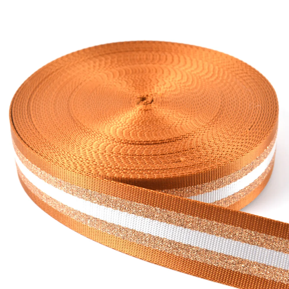 1,5 Zoll breites, 3 Meter langes, metallisch goldenes/silbernes Bandgewebeband für Taschenriemen, DIY-Bastelprojekte – Detail 8