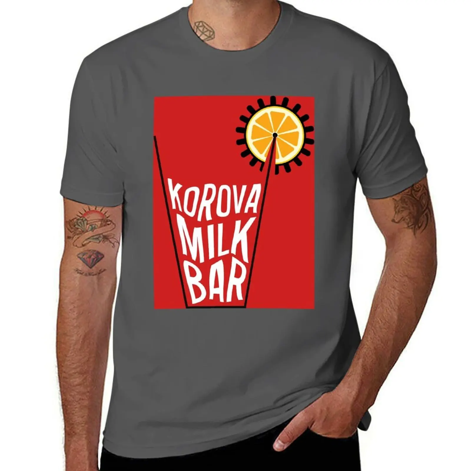 

Футболка с плакатом Korova Milk Bar, мужские хлопковые мягкие хлопковые футболки, мужская футболка из 100%