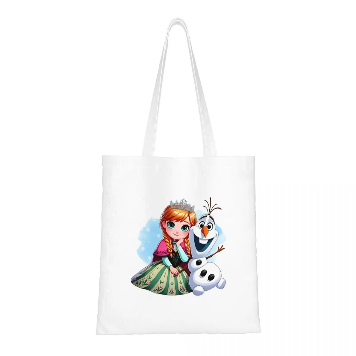 Unisex Frozen Cartoon Anna Olaf Christmas Tote Bags Large Capacity Grocery Bag for Child Handbags