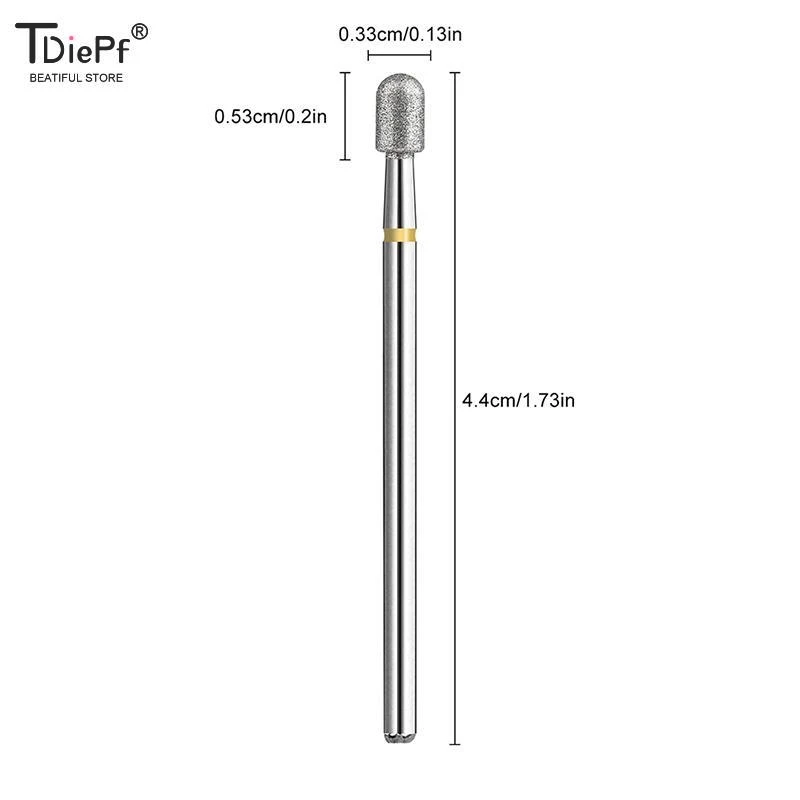 1*Manicure Drill Bits Diamond Nail Drill Tips Milling Cutter Bit Nails 3/32" Rotary Cuticle Burr Russian Nail Accessories Tools