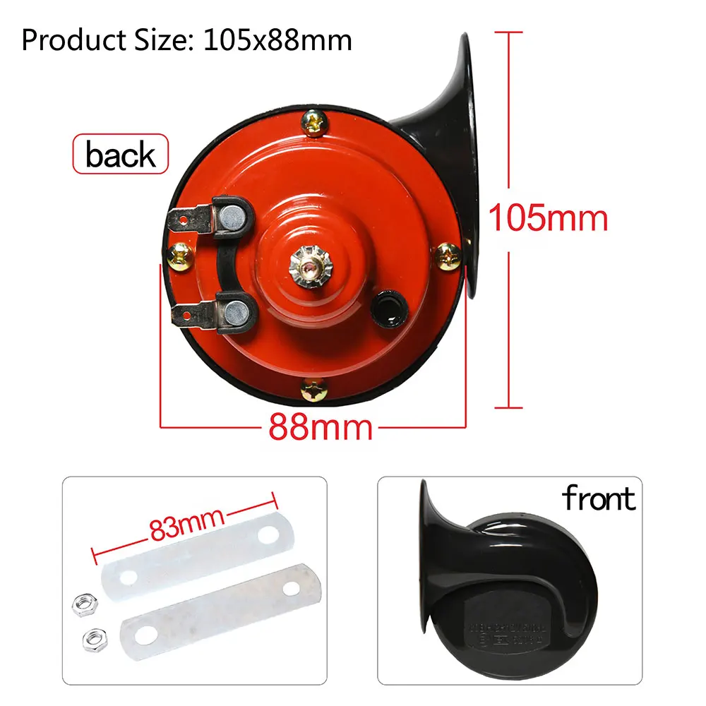 12v/24v Car Snail Electric Air Horn boat Horn Loud Signal Dual-tone Car Horn Loud Signal Motor Van Truck Siren Loud Alarm Kit