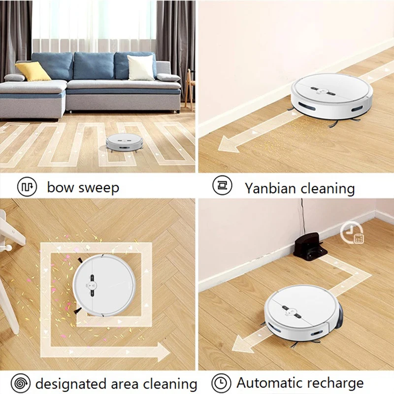 Sweeping Robot Vacuum Cleaner APP And Voice Control Sweep And Wet Mopping Floors&Carpet Run Auto Reharge Map Is Visible Pet Hair