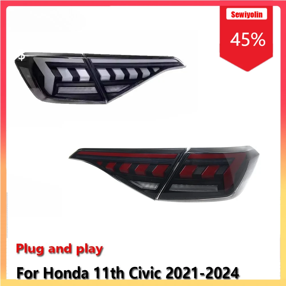 

Sewiyolin Car LED Tail Light Automobile Parts For HONDA Civic 2021-2024 Auto Fog DRL Brake Turn Signal Lamp Plug And Play
