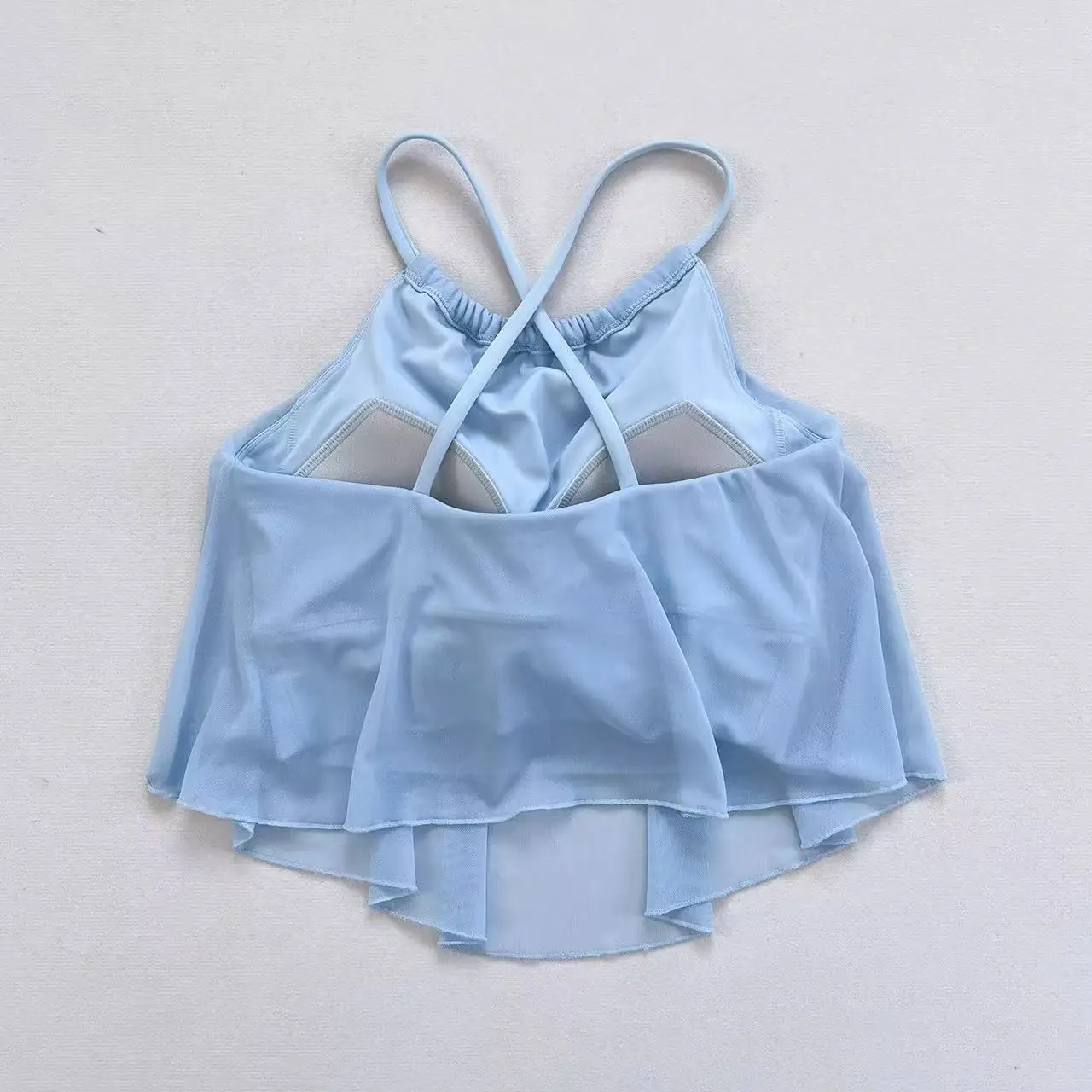 Women's Mesh Neck Hanging Yoga Vest Fixed Chest Cushion Backless Fitness Top Sports Camisole with Beauty Back Design