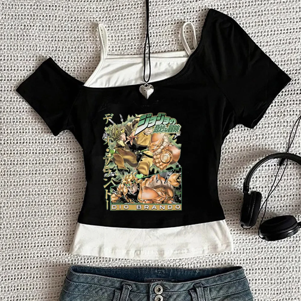 Jojo Bizarre Adventure Crop-Top für Teenager, Ausverkauf, Party, Emo, Kawaii, T-Shirt, 2000er, japanische Party, Goth-Scene – Detail 14