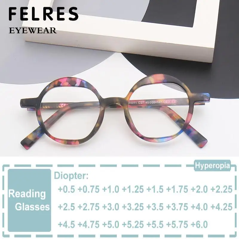 

Luxury Retro Small Circle Frame Floral Reading Glasses For Women Men Anti Blue Light Prescription Presbyopia Glasses Magnifier