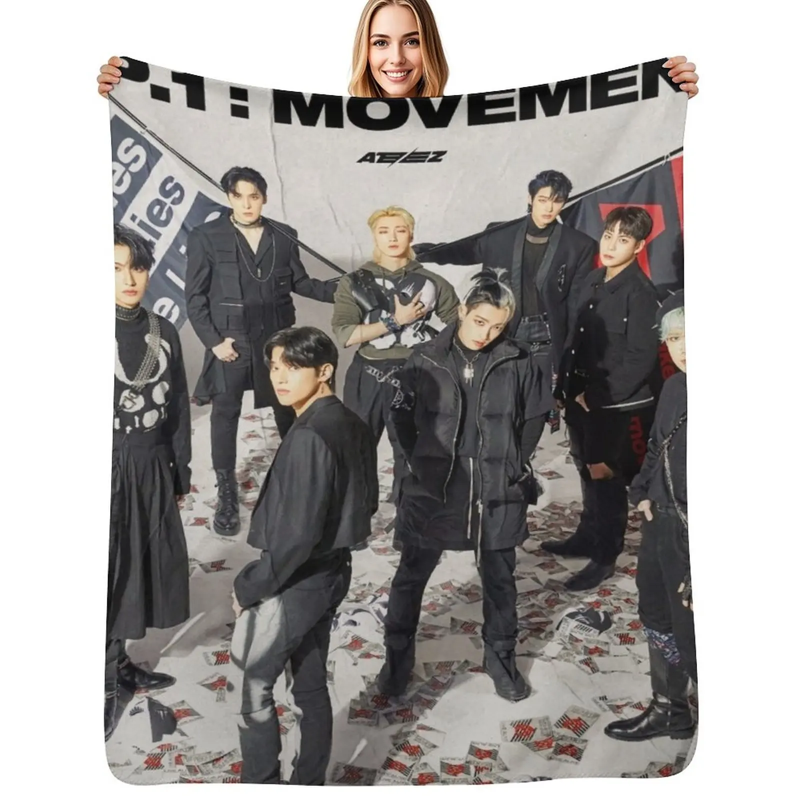 

ATEEZ THE WORLD EP.1 : MOVEMENT GUERRILLA Throw Blanket Soft Beds decorative valentine gift ideas Nap Blankets
