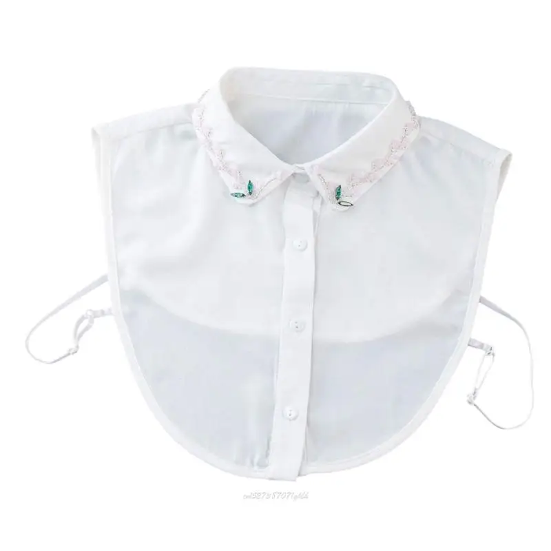 x5xa-breathable-false-collar-with-beadwork-flower-design-lapel-decorative-collar-for-comfort-wear-at-work-and-party-outfit